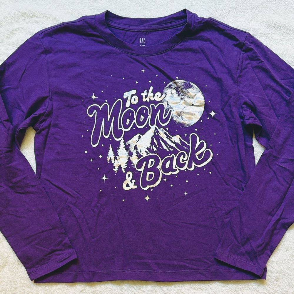 GAP Purple Long Sleeve Tee with Moon Graphic